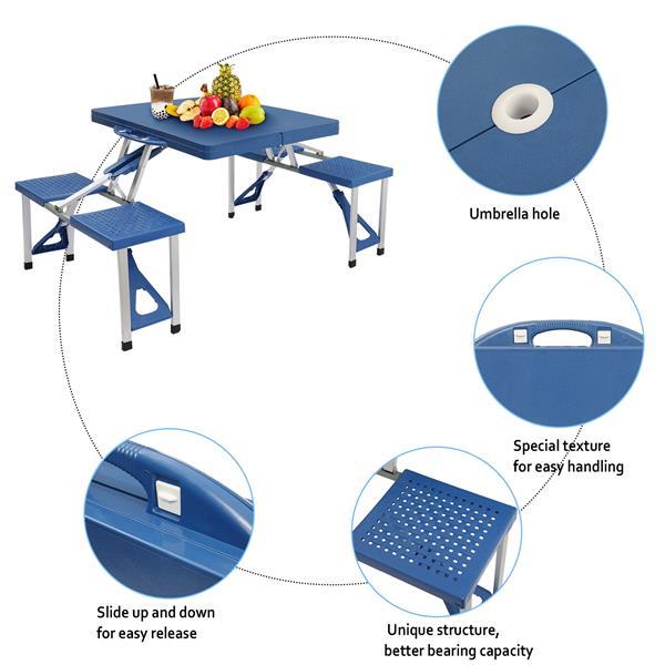 One-piece Portable Folding Table with Stool for Camping Picnics, All-in-One Compact Design Lightweight & Foldable Suitcase Style
