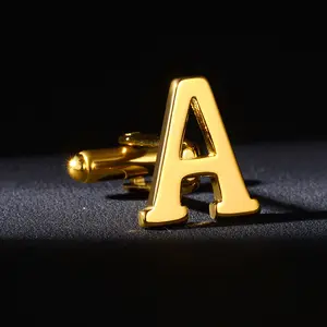 Fashionable and simple 26 English letters A~Z stainless steel clothing cufflinks