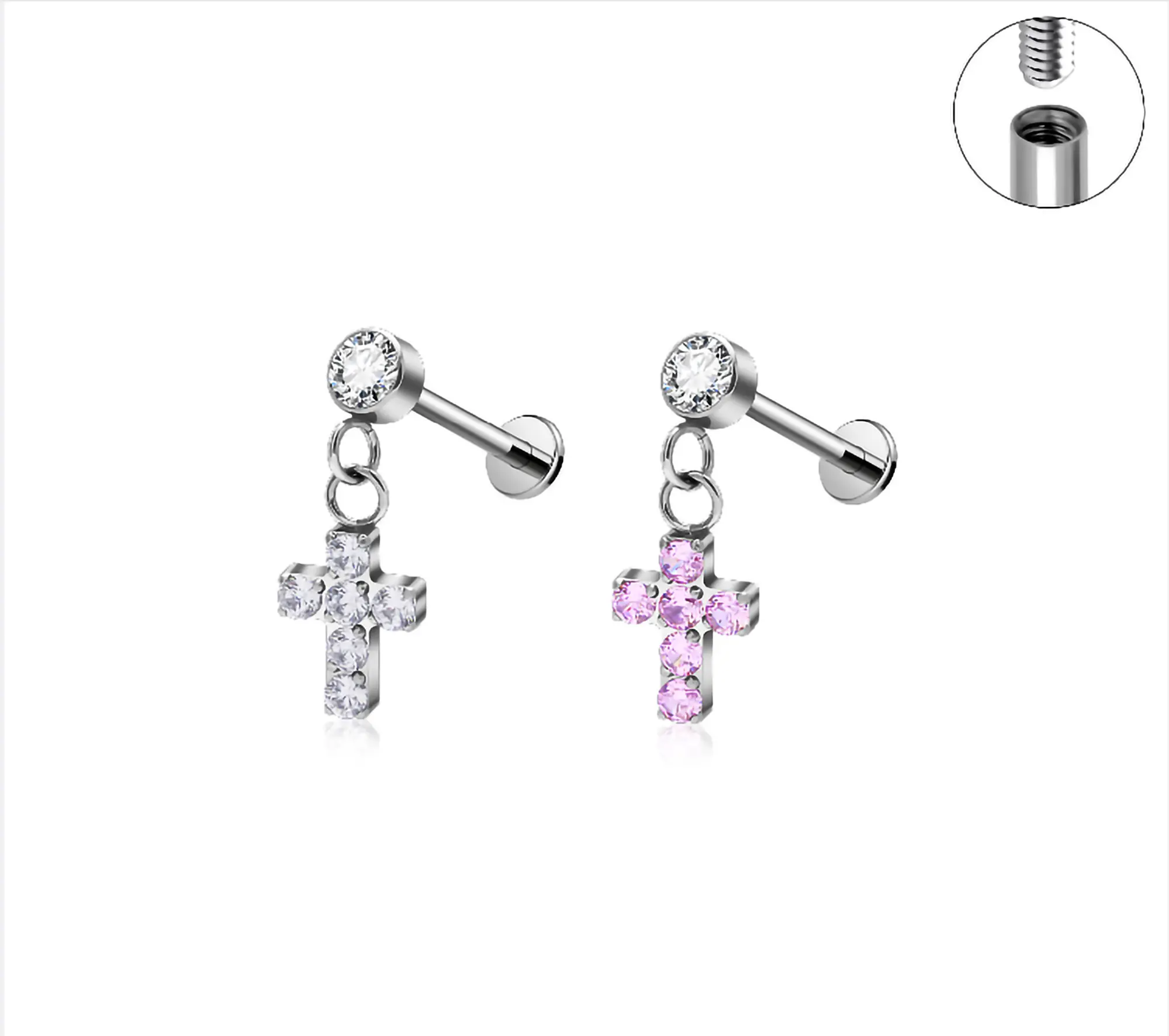 Hypoallergenic Titanium Cross Stud Earrings for Women Minimalist Silver Cross Design Sensitive Ears Cartilage Piercing Jewelry Gifts