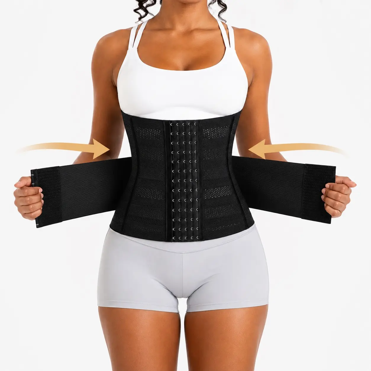 Adjustable Waist Trainer Belt with Hook & Loop Closure, Breathable Elastic Shapewear for Fitness & Exercise, Slimming Bodycon Design