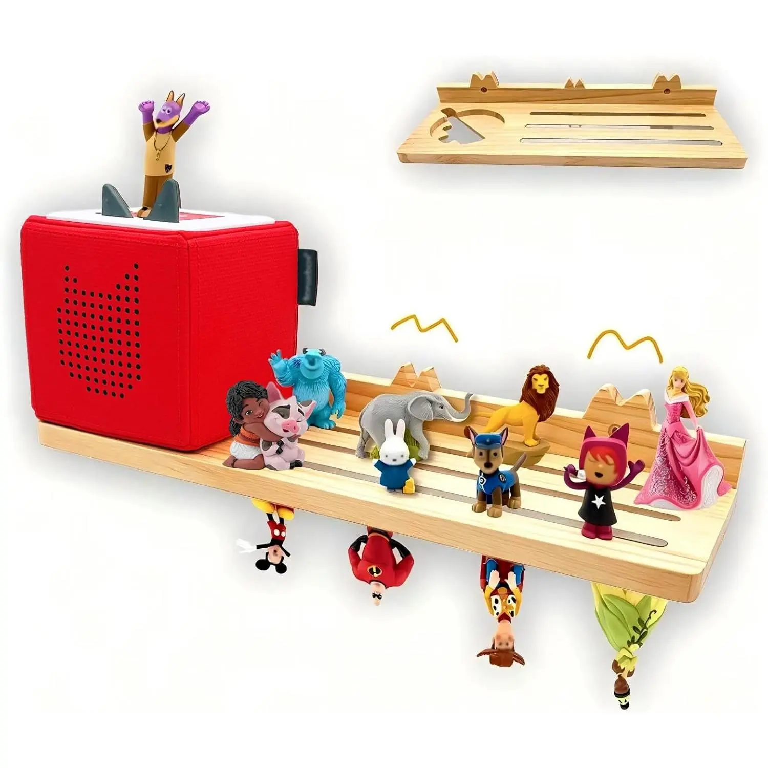 for Tonies Shelf - Wood Shelf for Tony Box Storage, Wooden Floating Shelves for Tonies Storage, Wall Shelves with Magnetic Strips to Display Toniebox Figures & Characters (Average)