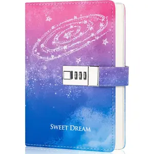 Diary with Lock for Women Lockable  Girls Journal with Gifts Box,224 Pages Thick Locked Diary,Contrast Color Design Locking Notebook,5.9 x 7.9 Inch,Galaxy