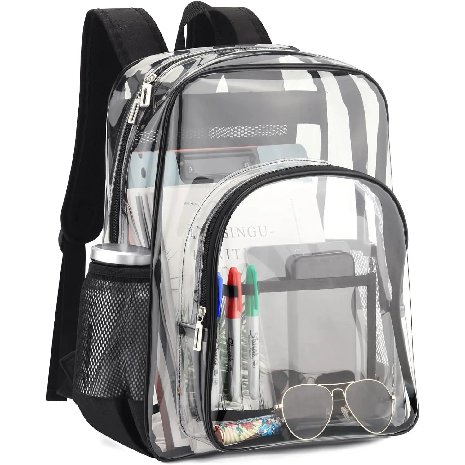 Clear Backpack Heavy Duty For Work XL.TPU Transparent Backpacks for College,Travel,Sporting (Clear) - H17.7x''14.1''x6.8''