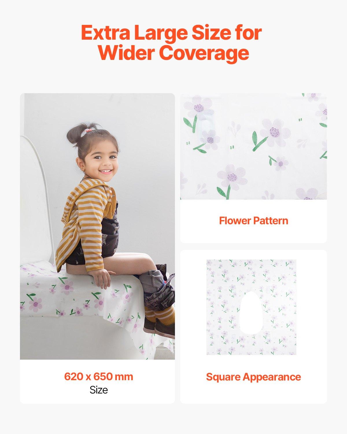 VEVOR Toilet Seat Covers Disposable, 4 Pack Extra Large Waterproof Potty Cover, 20 Pieces Portable Disposable Potty Training Toilet Seat Covers, for Adult, Kids, Travel, Public Restroom & Airplane