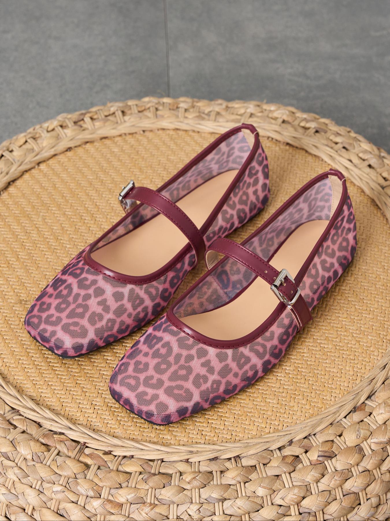 Women's Fashionable Leopard Print Mary Jane Flats, Casual Comfortable Breathable Square Toe Flat Shoes, Lightweight Comfortable Shoes for Daily Wear, Girl