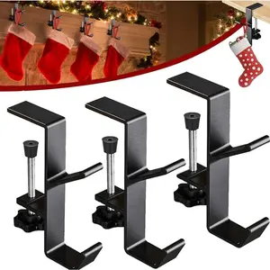 3pcs 2-in-1 Christmas Stocking Garland Hanger 2 Hooks Stocking Holders for Xmas Fireplace Mantle Garland