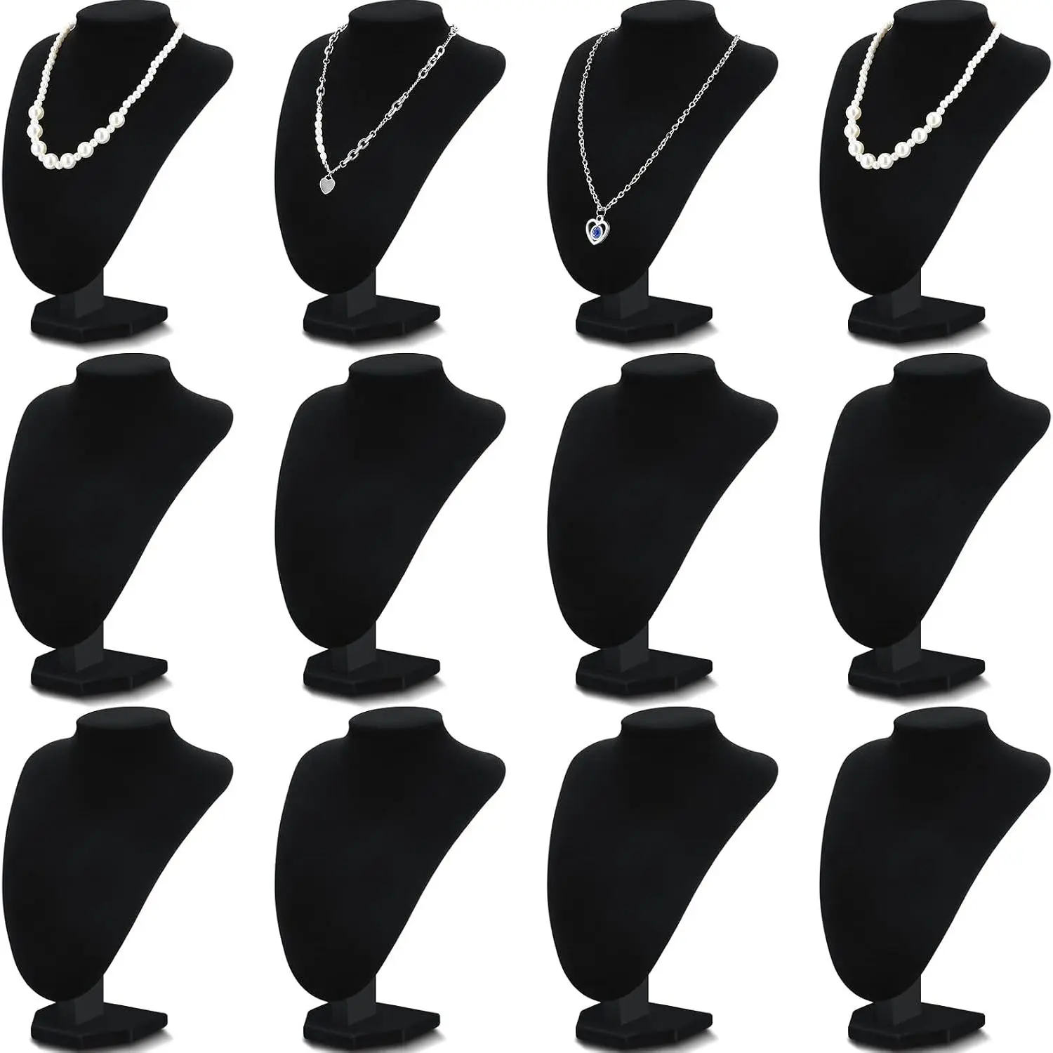 12 count Necklace Stand Display  Bust Display Stands Necklace Stand  Photography Props for Selling for  Store Trade Shows(Black,)