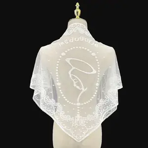 Single-Pack Medieval Cross Pattern Triangle Scarf Catholic Church Shawl Headscarf, Vintage Festival Wedding Veil Religious Party Accessory Mesh Material Lightweight, Wedding Veil, Church Accessories, Elegant Shawl, Classic Embroidery