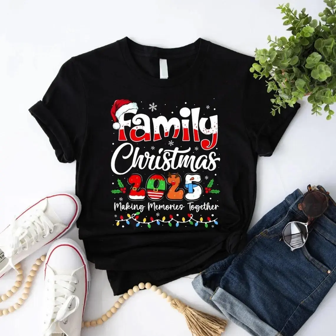 Women's Ribbed Neck Short Sleeve Oversized Cargo T-Shirt - 2025 Season, Denim-Inspired Medium Length, Breathable Soft Cotton, Casual Chic, Made for Christmas Photos, Pairs with Jeans or Skirts, All Seasons, for Holiday Party