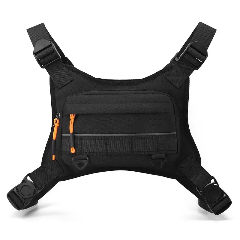 Adjustable Portable Chest Bag, Waterproof Oxford Outdoor Harness Vest, Multi-Pocket Storage, Durable, Ideal for Motorcycle, Hiking, Trail Running, Runners, Running, Daily Commute