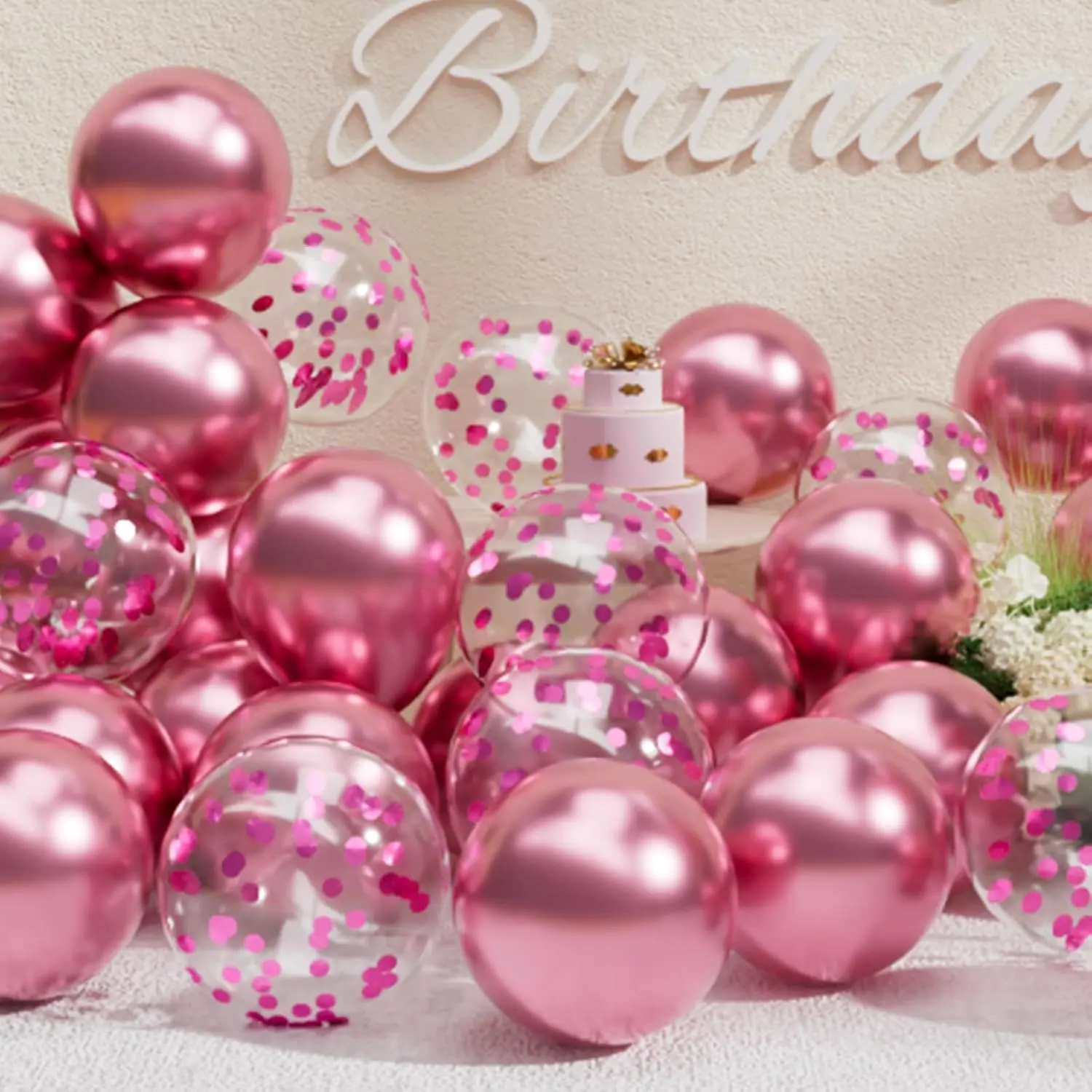 Metallic Balloons and Confetti Balloons Set  count Latex Helium Chrome Hot  Balloon for Birthday Graduation Anniversary Wedding Party Decorations