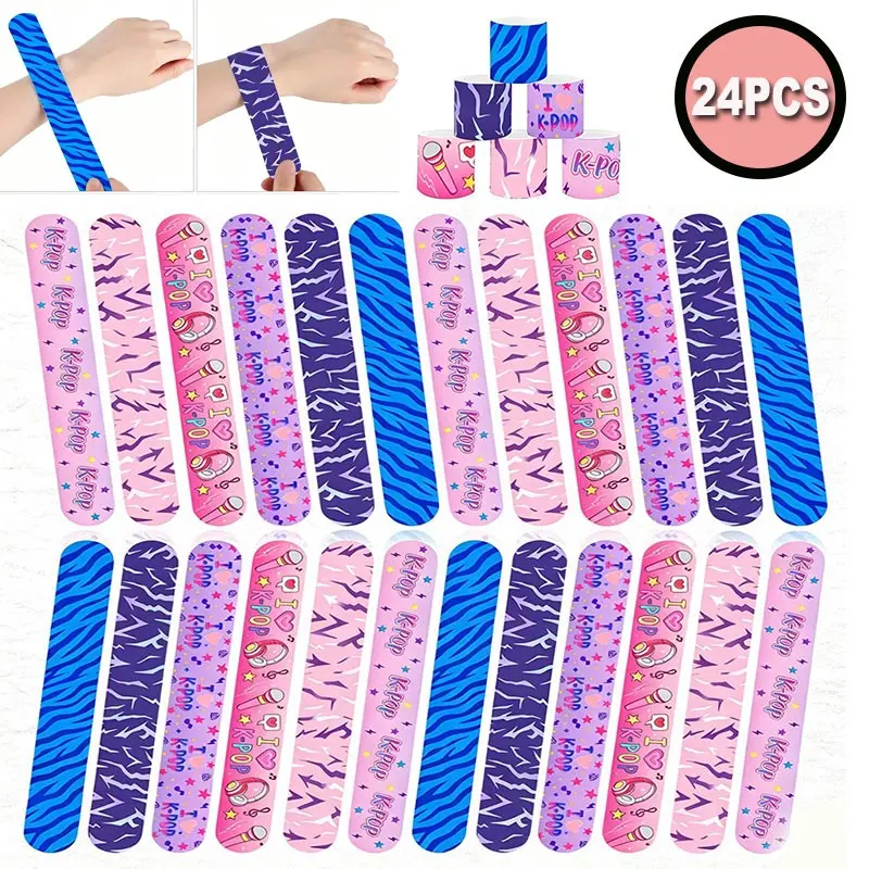 24pcs Slap Bracelets for K-Pop Concert Parties, Snap Wristbands for Gift Bag Fillers, Cute Birthday Gifts, Theme Party Supplies