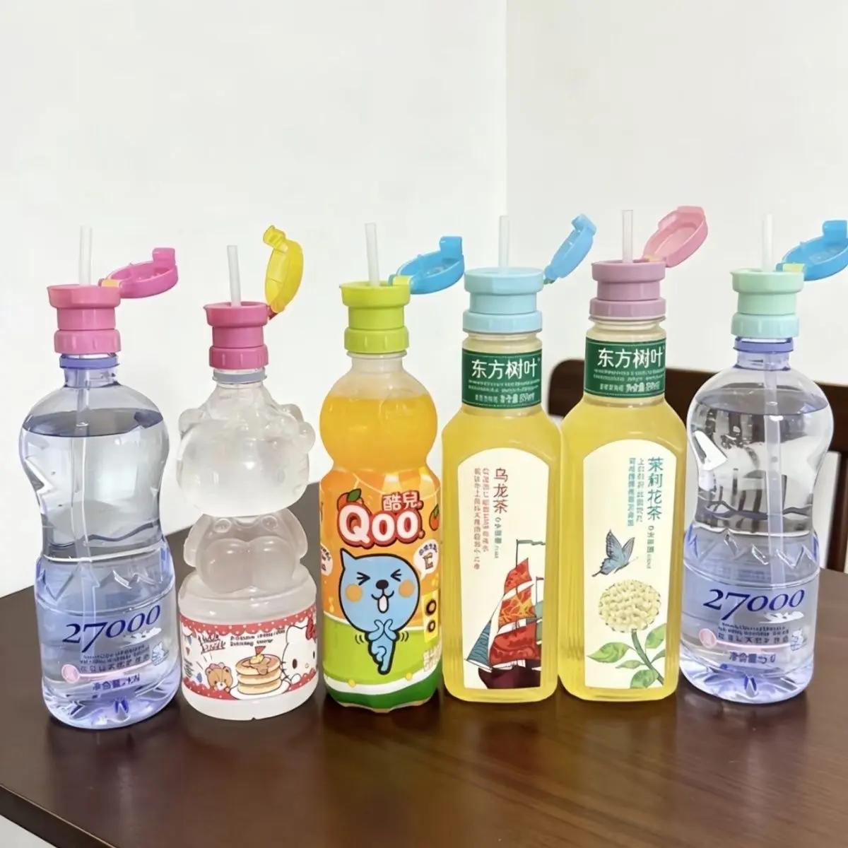 3-in-1 Bottle Straw Adapter for Kids, Anti-Spill Drink Converter Cap for Mineral Water & Fresh Milk Bottles, Portable Children Travel Drinking Accessory