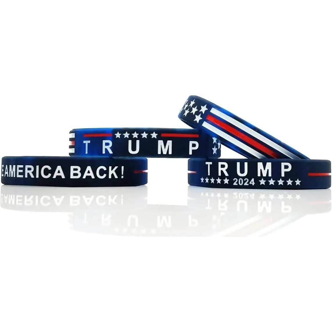 Unisex Fit 4 Trump Keep America Great 2020 Debossed Logo Silicone Bracelet Set - Inspirational Wristbands, Adult Unisex Gifts, Rally Must-Have Selfie Accessories for Mobile Phone Users, Adults