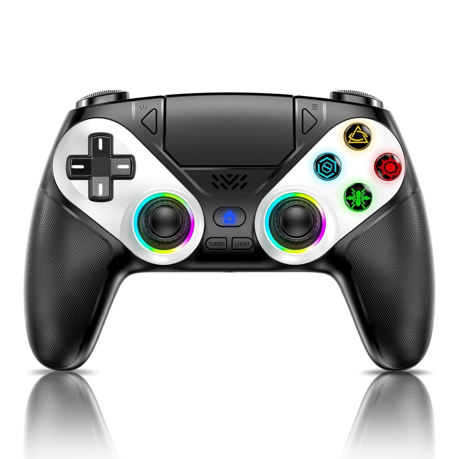 LED Wireless Controller for PS5, Compatible with PS5 Pro/Slim/PC, Dual Vibration, Macro/Turbo Function, 3.5mm Audio Jack, 6-Axis Motion Control Gamepad with Speaker
