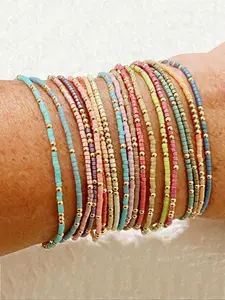 Boho Style Colorful Beaded Bracelet, Stackable Bracelets, Fashionable Jewelry for Women & Girls, Pride 2025, LGBTQ, Trendy All-match & Exquisite Jewelry for Birthday Gift