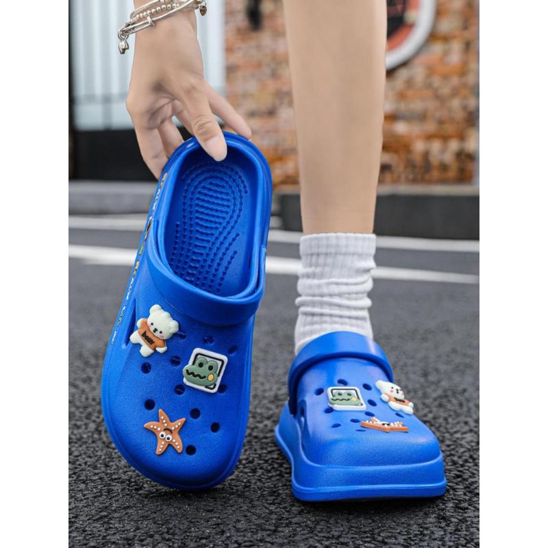(New)Women's Cute Cartoon Bear & Flower Decor Clogs, Casual Comfortable Breathable Clogs, Fashionable Shoes for Outdoor & Beach