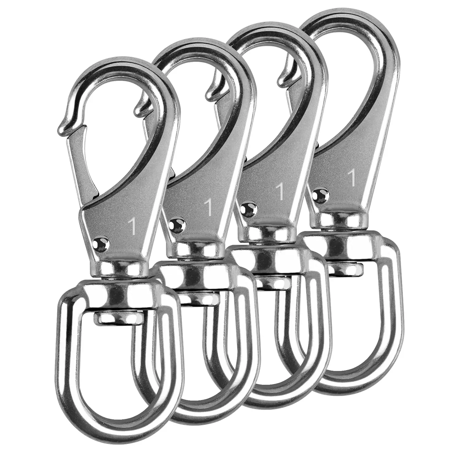 Women's Accessory 3.5-In Heavy-Duty 304 Stainless Steel Swivel Spring Snap Hooks, 4-Pack for Keychain, Boat Anchor Rope, Bird Feeder Use