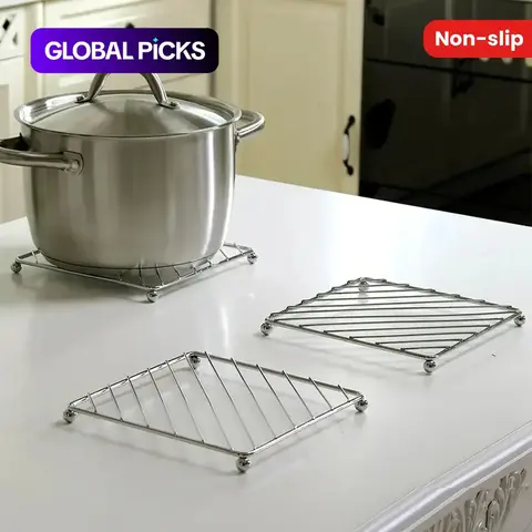 Stainless Steel Cup Mat, 3 Counts Non-slip Heat Resistant Pot Mat, Home Kitchen Coasters, Kitchen Accessories, Household Kitchen Products, Kitchen Decorative Placemat #GLOBAL PICKS