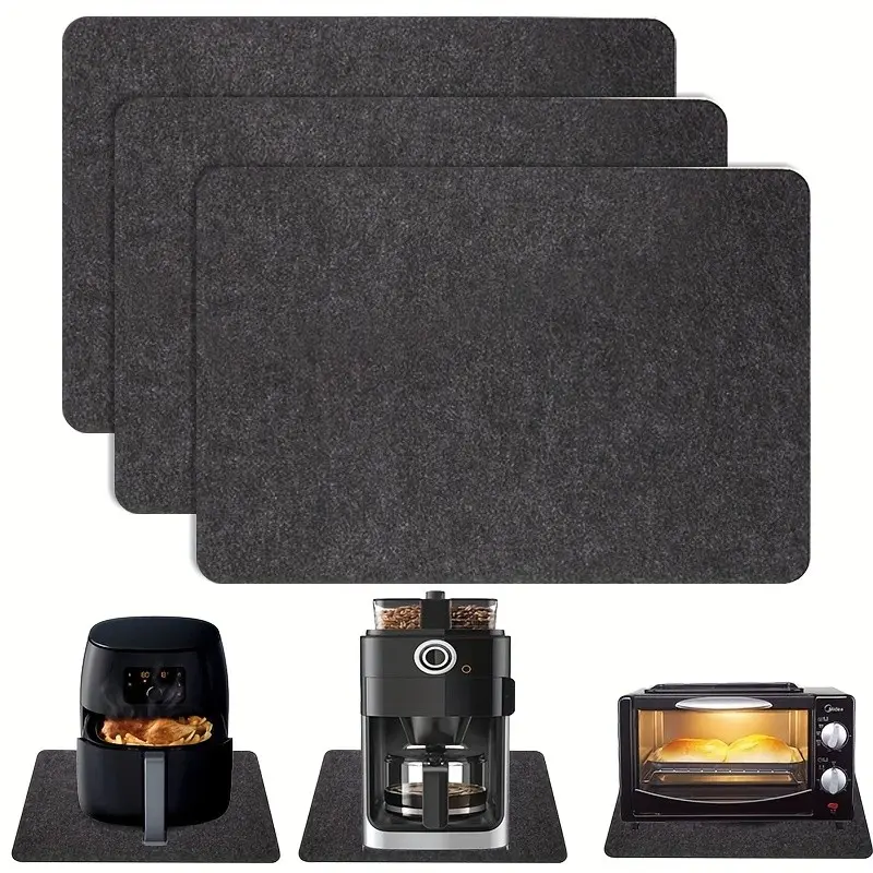 3Pcs Air Fryer Kitchen Appliance Protective Mat, Heat-Resistant Insulating Pad, 17.72inch X 11.81inch Fireproof Heat Insulation Mat, Bar Countertop Heat Insulation Mat, Felt Heat Insulation Board, Synthetic Felt Blanket, Coffee Maker Heat Insulation Mat