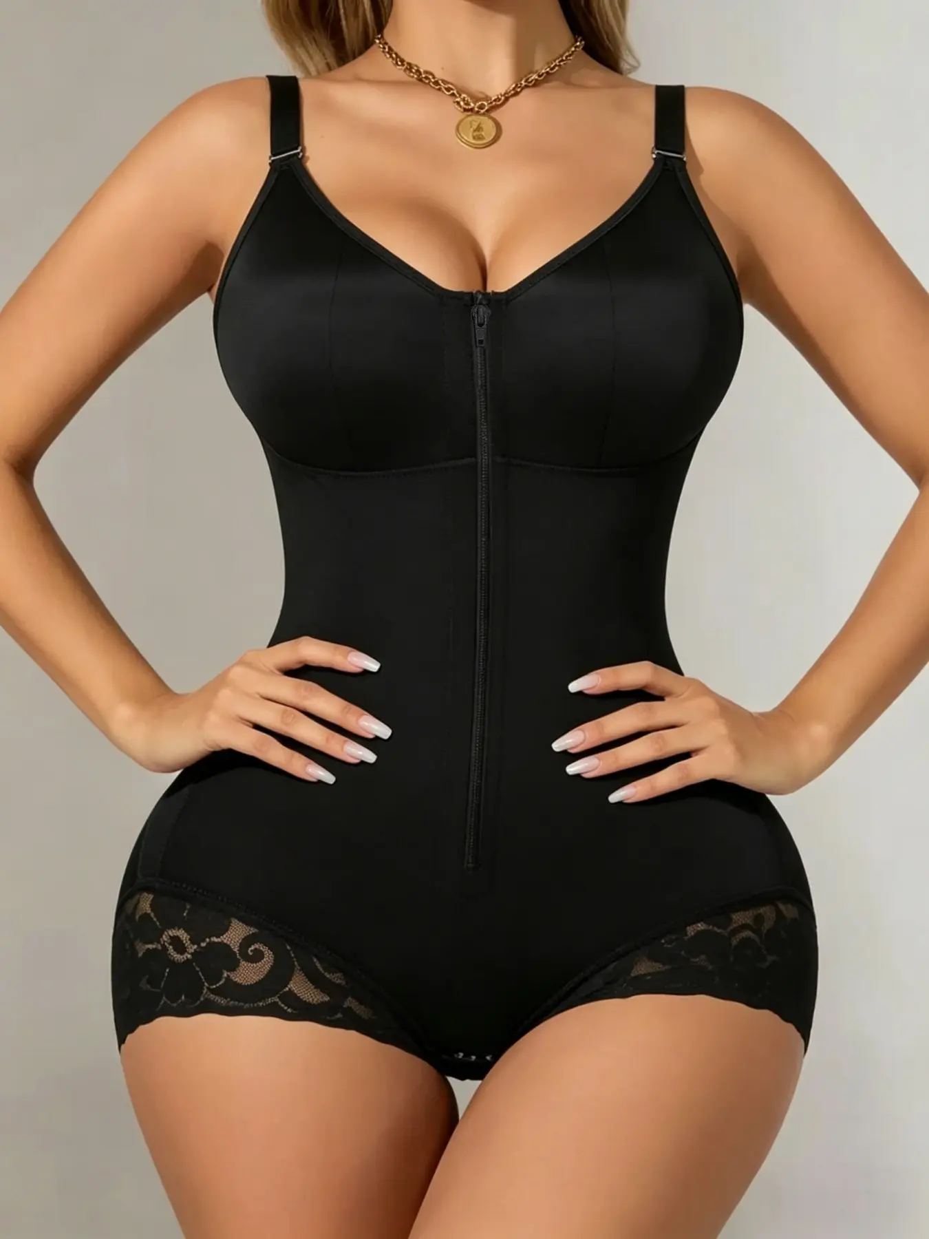 1 Count High-Stretch Compression Jumpsuit, Fajas, Women's Adjustable Breathable Closure Shapewear, Butt Lifting & Tummy Control Bodysuit for Fitness & Active Lifestyle