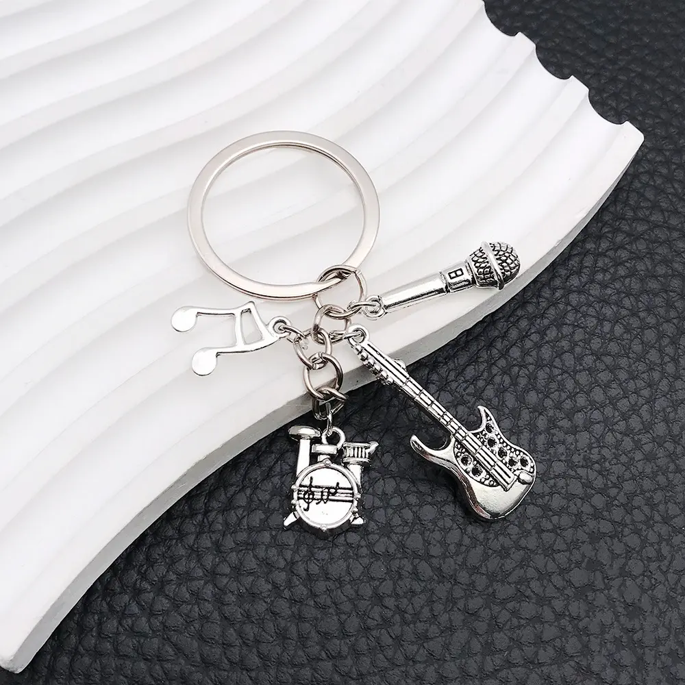 Alloy Keychain Collectibles, Musical Instrument Themed Backpack Pendants with Music Note, Drum Set, and Microphone Designs for Music Enthusiasts, Cool Keychains, Alloy Metal, Instrument Icons, Pendant Set, Fashionable Alloy Keychain, Cute Collectibles