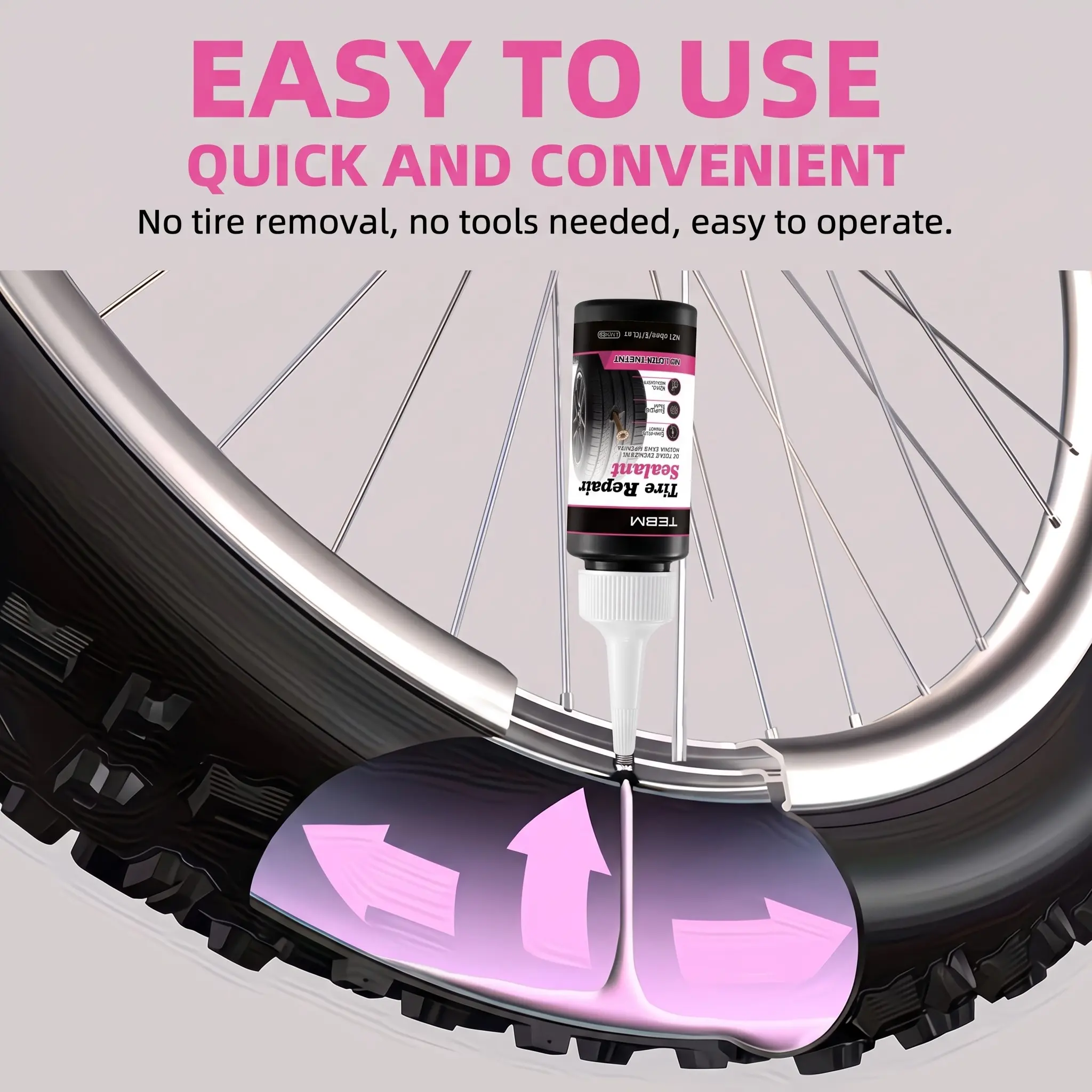 Tubeless Tire Emergency Sealer with Long-Lasting Leak Prevention Barrier for Sedans Urban SUVs Light Trucks and Daily Commuters