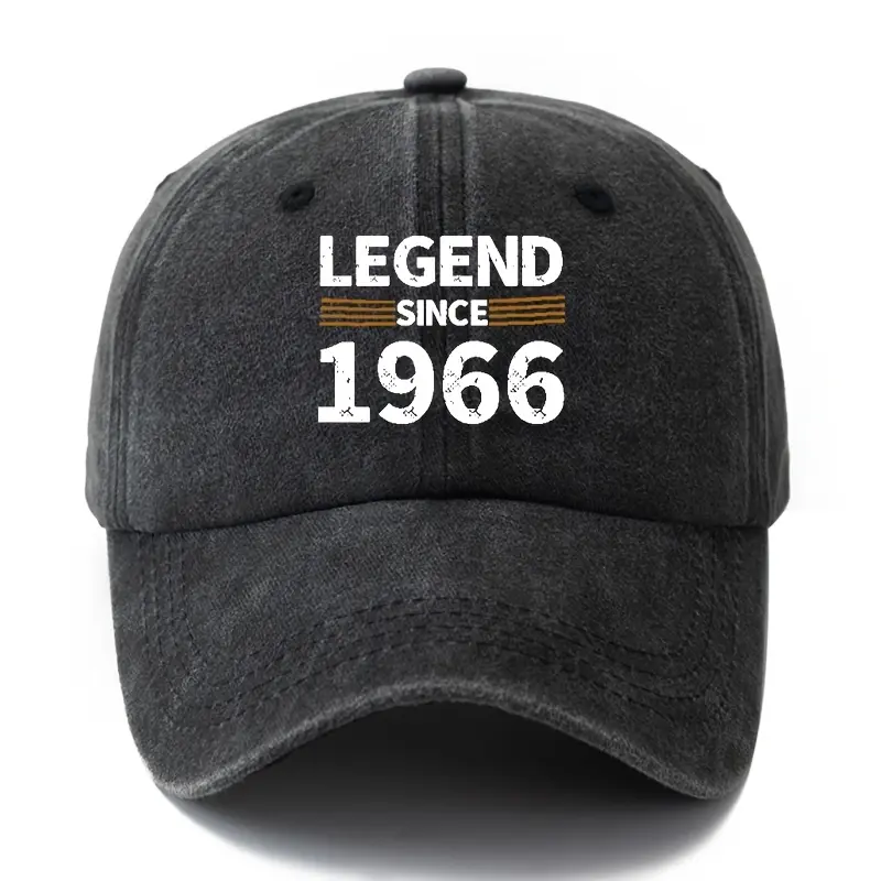 A Unisex Fashionable and Versatile Printed "LEGEND SINCE 1966" Baseball Cap, Featuring a Classic Vintage Washed Lightweight Curved Brim. Suitable for Outdoor Vacations, Travel, Camping, and Other Casual Occasions. Also Ideal as a Hip-hop Cap