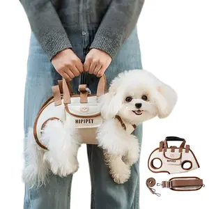 Portable Breathable Pet Carrier Sling & Backpack, Puppy Carrier Purse for Dogs & Cats, Adjustable Full-Body Harness with Traction Leash, Crossbody & Car-Friendly