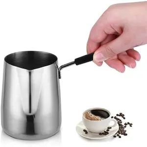 600ML/20oz Turkish Coffee Pot 304 Stainless Steel Coffee and Butter Warmer Premium Milk Warmer and Milk Pot with Spout