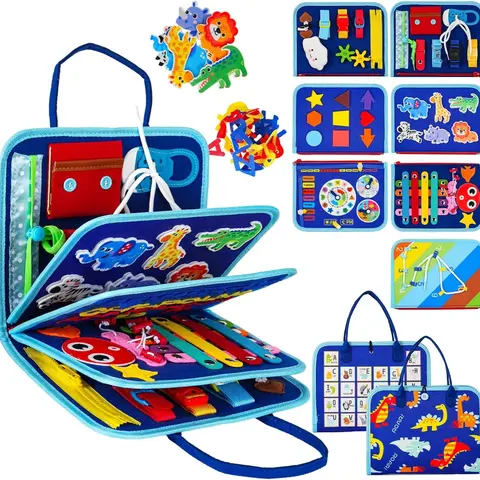 Felt Busy Board Toddler Travel Toy, Sensory Board for Educational Activities & Fine Motor Skills, Travel Preschool Games, Alphabet & Number Learning Toy, Early Learning Tool, Birthday Gift for Kids, Sensory Activity Board