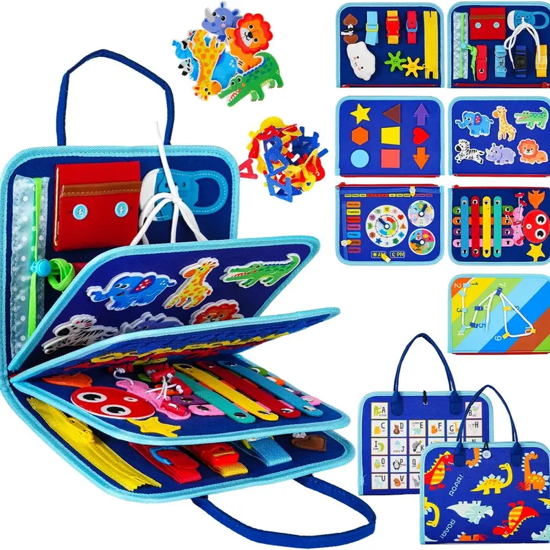 Felt Busy Board Toddler Travel Toy, Sensory Board for Educational Activities & Fine Motor Skills, Travel Preschool Games, Alphabet & Number Learning Toy, Early Learning Tool, Birthday Gift for Kids, Sensory Activity Board
