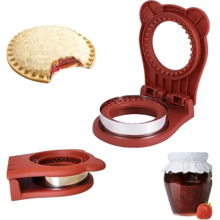 Kids BPA-Free Sandwich Cutter and Sealer - Red Kitchen Tool, Kitchen Accessories for DIY Uncrustables, Bento Lunchbox Bread, Party & Picnic Jam/Egg/Cheese Prep