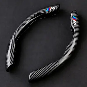 Carbon Fiber Leather Car Steering Wheel Non-Slip Cover, Steering Wheel Protector, Protective for Bmw M Emblem, E46 E36 E34 F10 E90 F30 E60 E53 E30 E92, Car Accessories