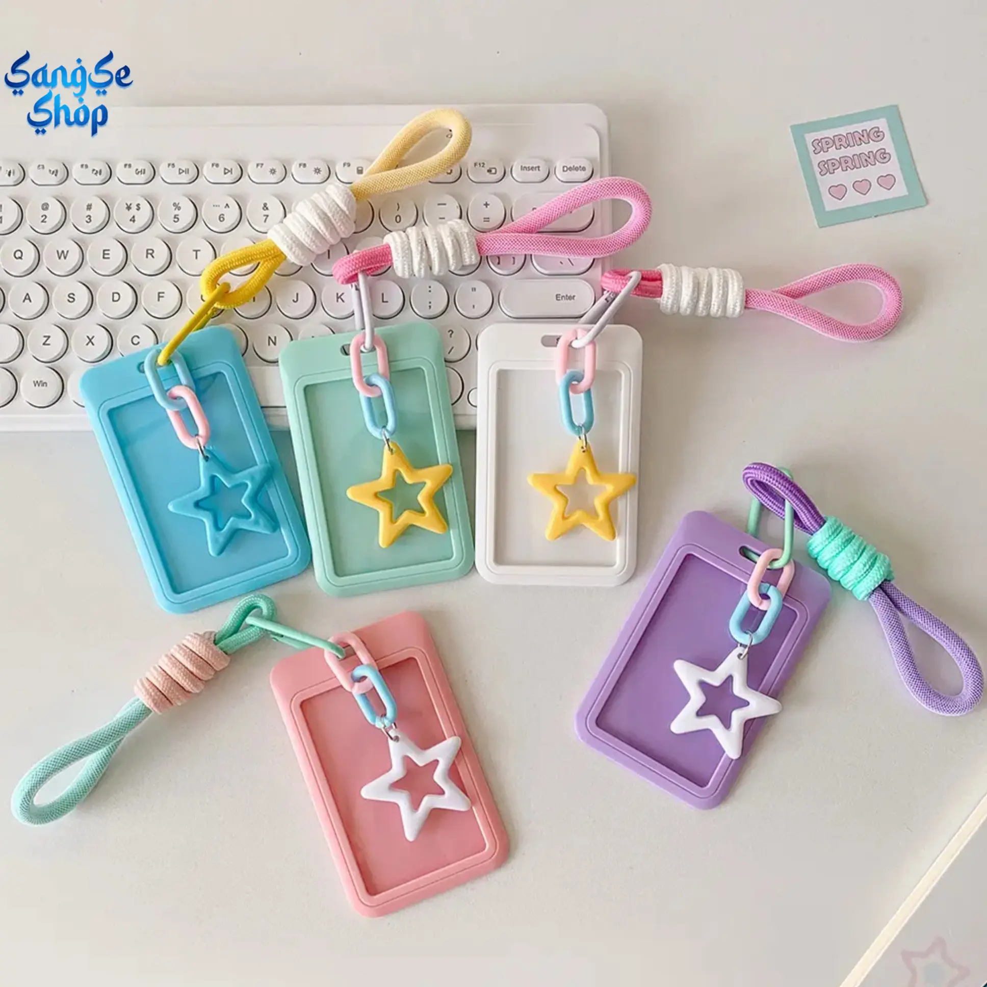 Cute Star Retractable ID Badge Holder with Custom Wrist Lanyard, Keychain Lanyard and Star Charm for Students, Camping & Hiking (Sports & Outdoor, Picnicware Accessory), Custom Lanyard