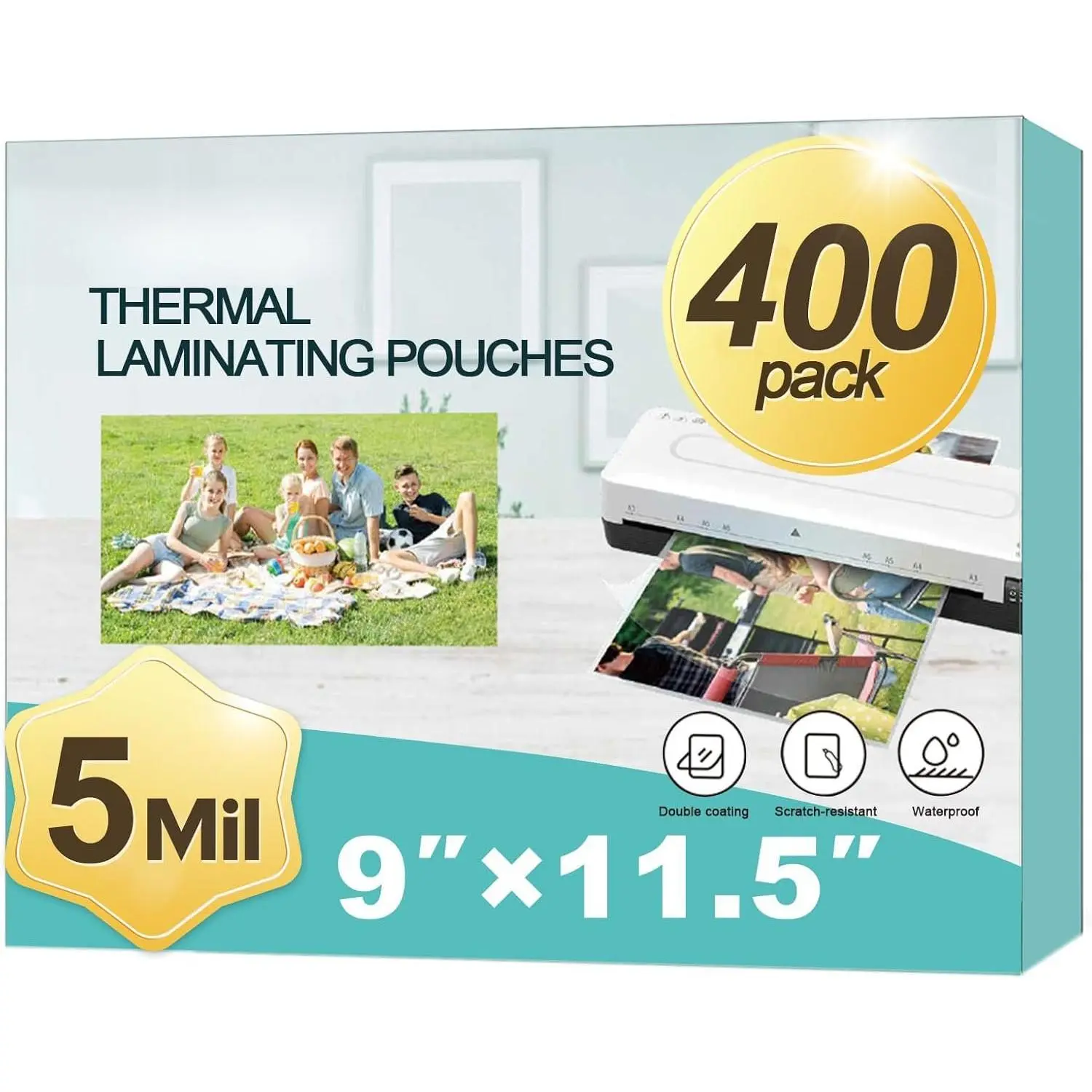 Laminating Sheets,  400 Pack Thermal Laminator Pouches Holds 8.5 x 11 Inch, 5 Mil Clear Laminator Paper 9 x 11.5 Inch, Letter Size