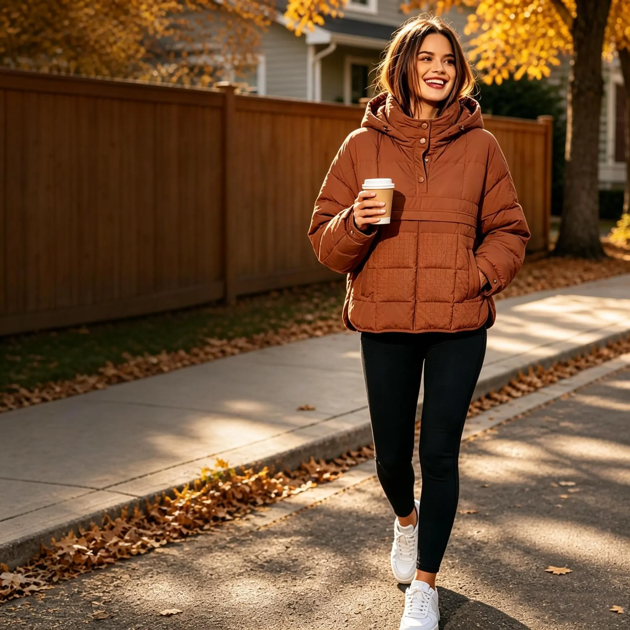 Women's Oversized Hooded Pullover Puffer Jacket - Lightweight Quilted Half-Snap Fabric Coat, Casual Loose-Fit Winter Outdoor Outerwear with Pockets for Fall Daily Outfits, Basic Minimalist Tops for Women Jackets