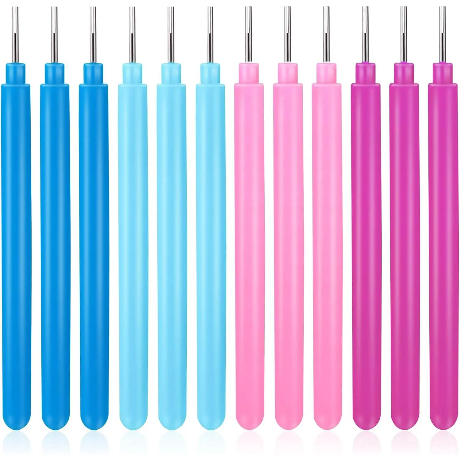 12 Pcs 4 Colors Paper Quilling Tools Rolling Curling Quilling Needle Pen for Art Craft DIY Cardmaking Paper Flower Rolling Projects