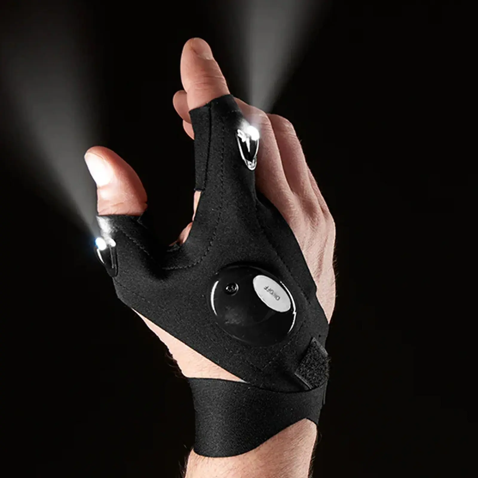 Waterproof LED Flashlight Gloves, Outdoor Sports Gloves, Hands-Free Night Fishing, Camping, Hiking, Emergency Rescue, Elastic Fit, Rain-Proof, Gift Idea