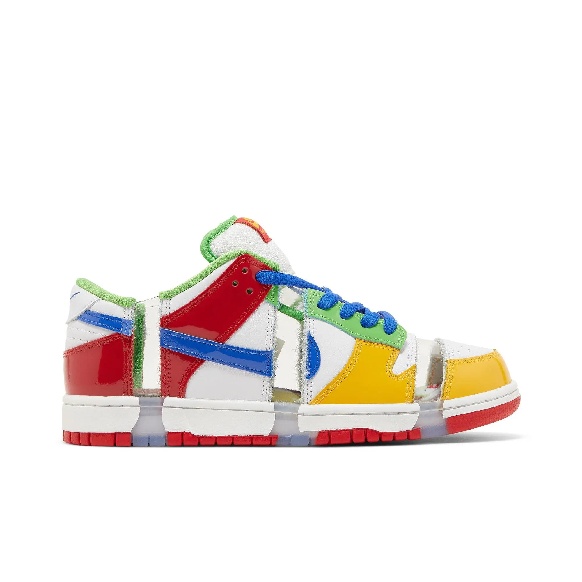 Nike Dunk Low SB 'Sandy Bodecker' (Unisex) Closed Toe Lace-Up Low Sneaker, White/Hyper Royal/Mean Green Suede Upper Skateboarding Shoes, Style FD8777 100