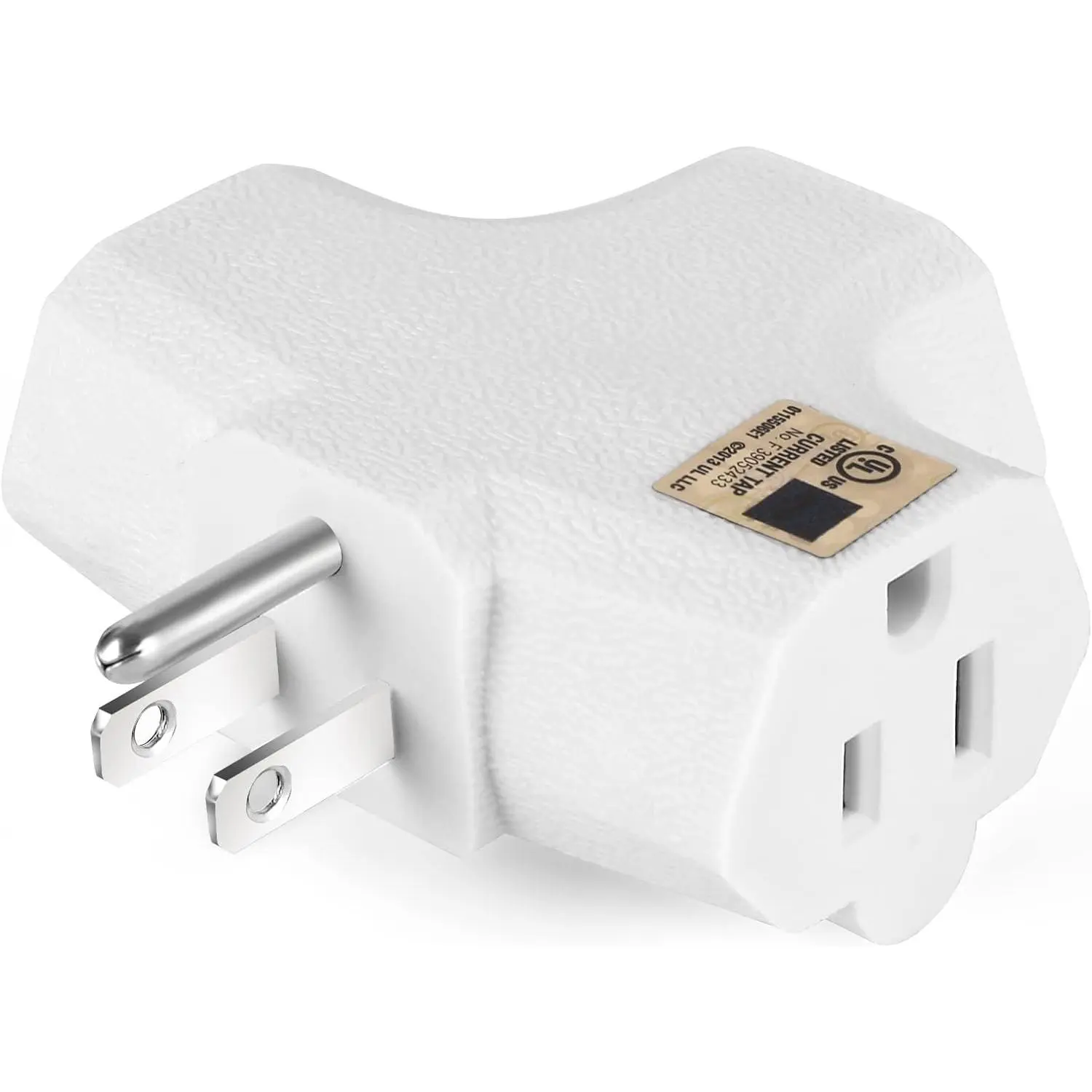 3 Outlet Wall Adapter T-Shaped, UL Listed 3 Prong Grounded Plug Extender,125V 1875W - Heavy Duty Multi Outlet Wall Plug,Power Outlet Splitter (1 Pack)