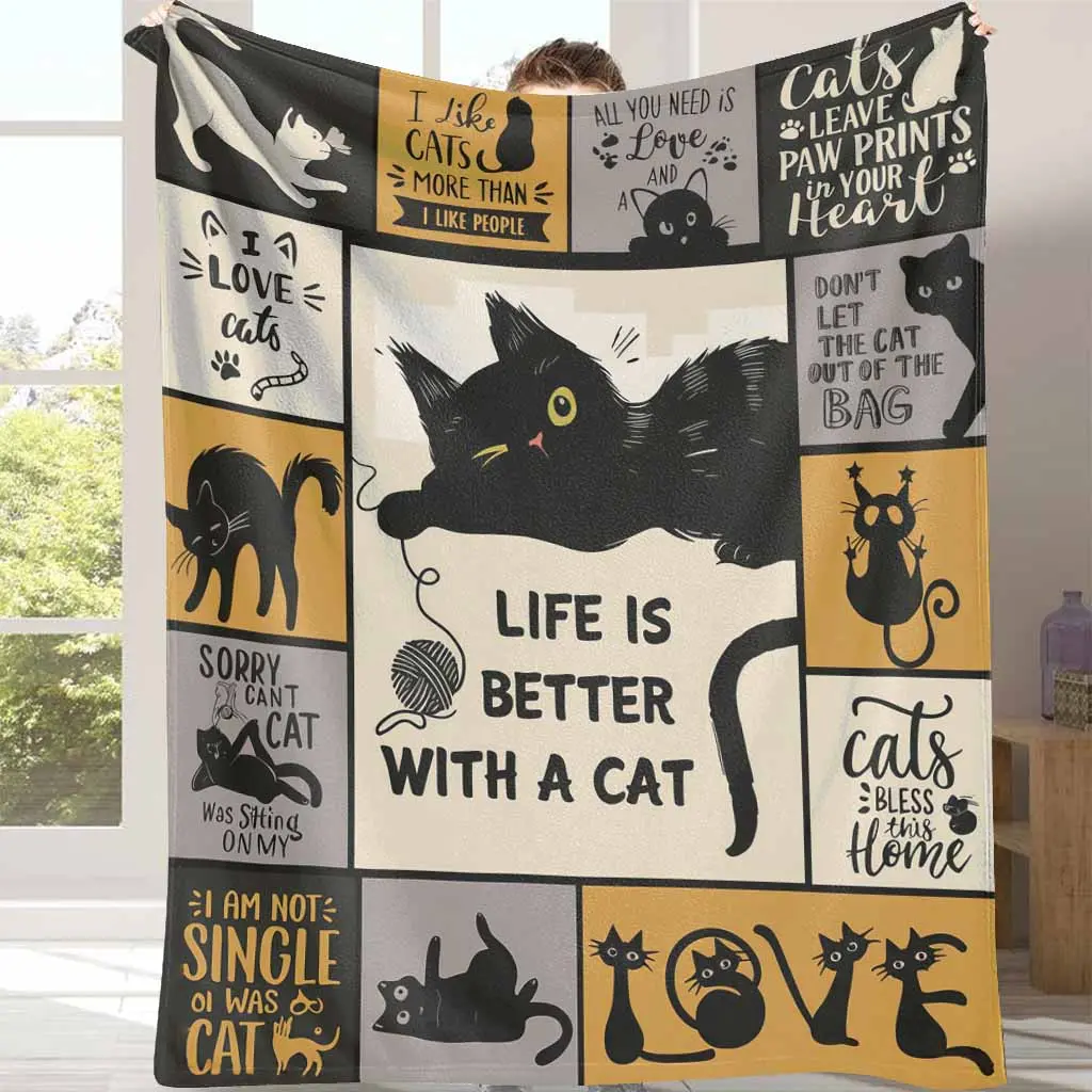 Flannel Throw Blanket - Multi-Size Animal Graphic Blanket (30*40 inches Option), Super Soft Warm Lightweight Wrinkle Resistant, Whimsical Cartoon Paw Print Kitty Design, Animal Inspired Home Decor for Cozy Setup, Ideal Gift for Cat Owners, Anti-Pilling Fl