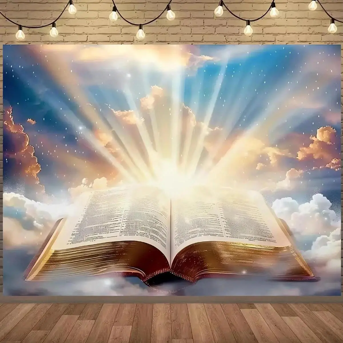 Bible Light of Wisdom Sunset Church Tapestry, Lightweight Polyester Religious Wall Decoration, Jesus Christ Wedding/Easter Photography Background & Studio Video Prop (Indoor/Outdoor Home Supplies)