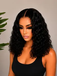[Ribacee]16-inch short bob wig, Hair glueless wigs, with glue-free lace front curls, ready to wear, wet-look waves 6x4, women's style, natural, comfortable, lightweight, hair length can be trimmed, can be permed and dyed