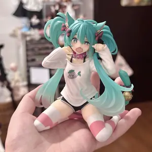 Hatsune Miku Cat Ear Figure, Anime Desktop Decor, PC Case Ornament, Gift Idea, Cute Collectible Model, Perfect for Fans
