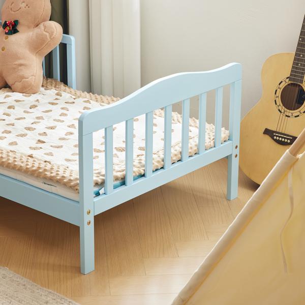 Toddler Bed with Safety Rails, Solid Wood Kids Bed Frame, Low Profile Montessori Floor Bed for Boys and Girls, 135*75*62.5cm