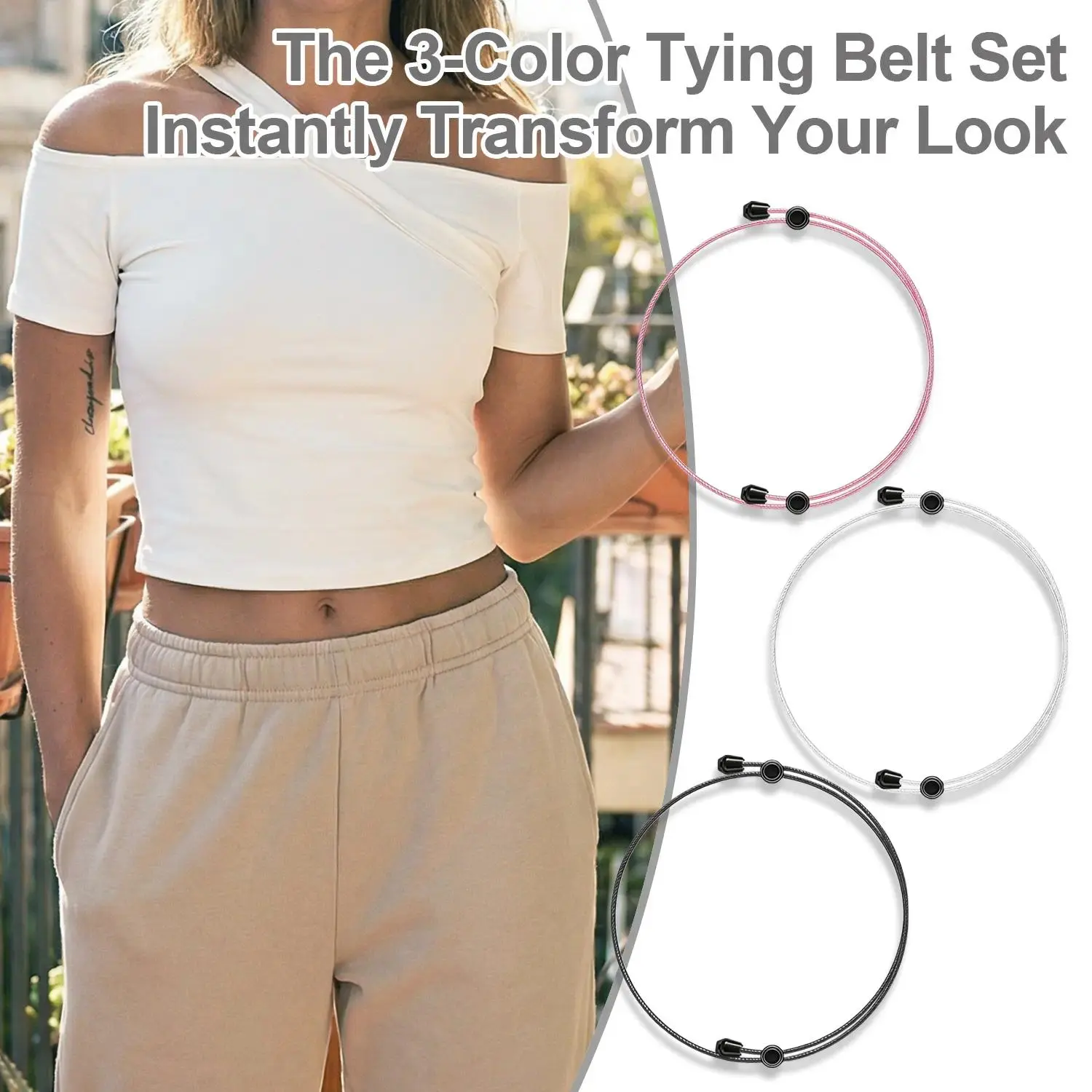 3 Pack Shirt Tuck Band Women, Adjustable Tool for Sweater and Shirts, Elastic Crop Bands Change The Style of Your Tops Shirt Stays Belt for Women