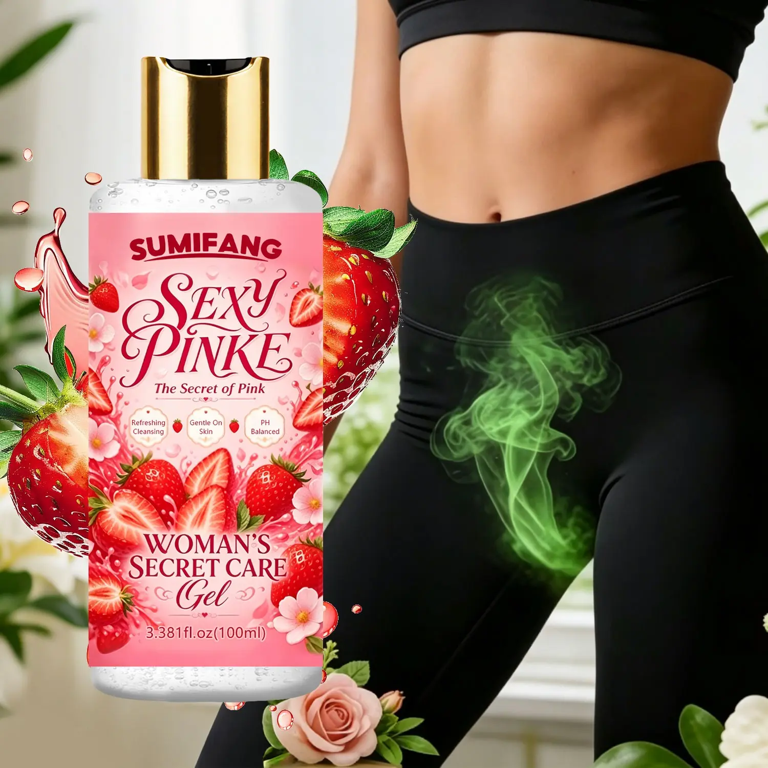 100ML Strawberry Body Care Gel, Refreshing Daily Cleanser, Gentle Nourishing Formula, Non-Drying, Nourishes Delicate Skin, Suitable for All Skin Types