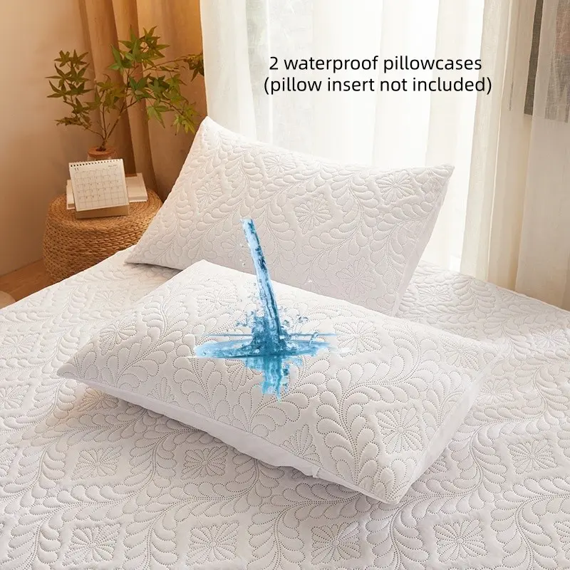 2pc Waterproof Pillow Cases, All-Season Pillow Protector, Multiple Sizes, Stain-Resistant, Suitable for Dorms and Home