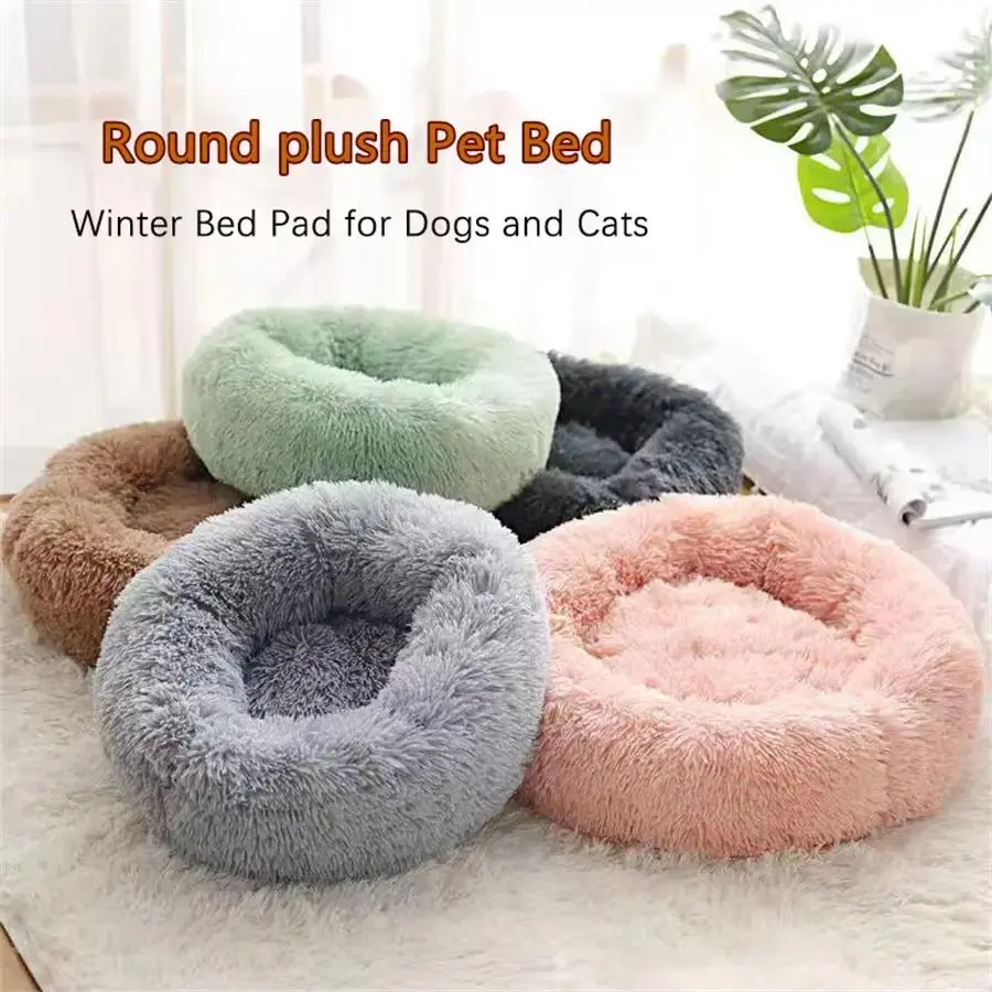 Plush Pet Bed for Cats & Dogs, Soft Warm Calming Bed, 3 Sizes Available in Multiple Colors, Warmth, All-Season Use, Multi-Size, Soft Plush
